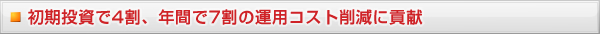 初期投資で4割、年間で7割の運用コスト削減に貢献