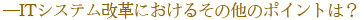 ─ITシステム改革におけるその他のポイントは？