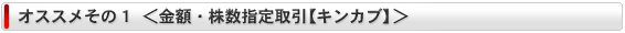 オススメその1　＜金額・株数指定取引【キンカブ】＞