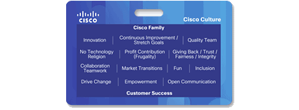 シスコカルチャーが明記されたバッジ