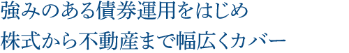 強みのある債券運用をはじめ株式から不動産まで幅広くカバー