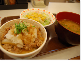 おろしポン酢牛丼（ミニ）・とん汁・サラダ