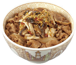 きのこペペロンチーノ牛丼